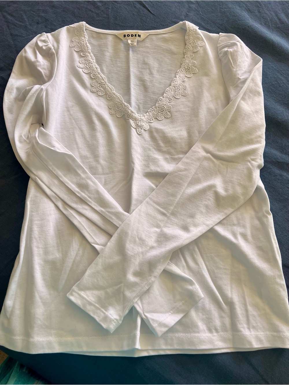 Boden White V-neck with lace detail- size 2
